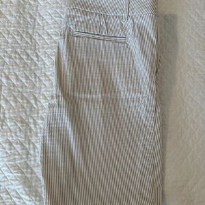 Striped Long Shorts in White and Gray